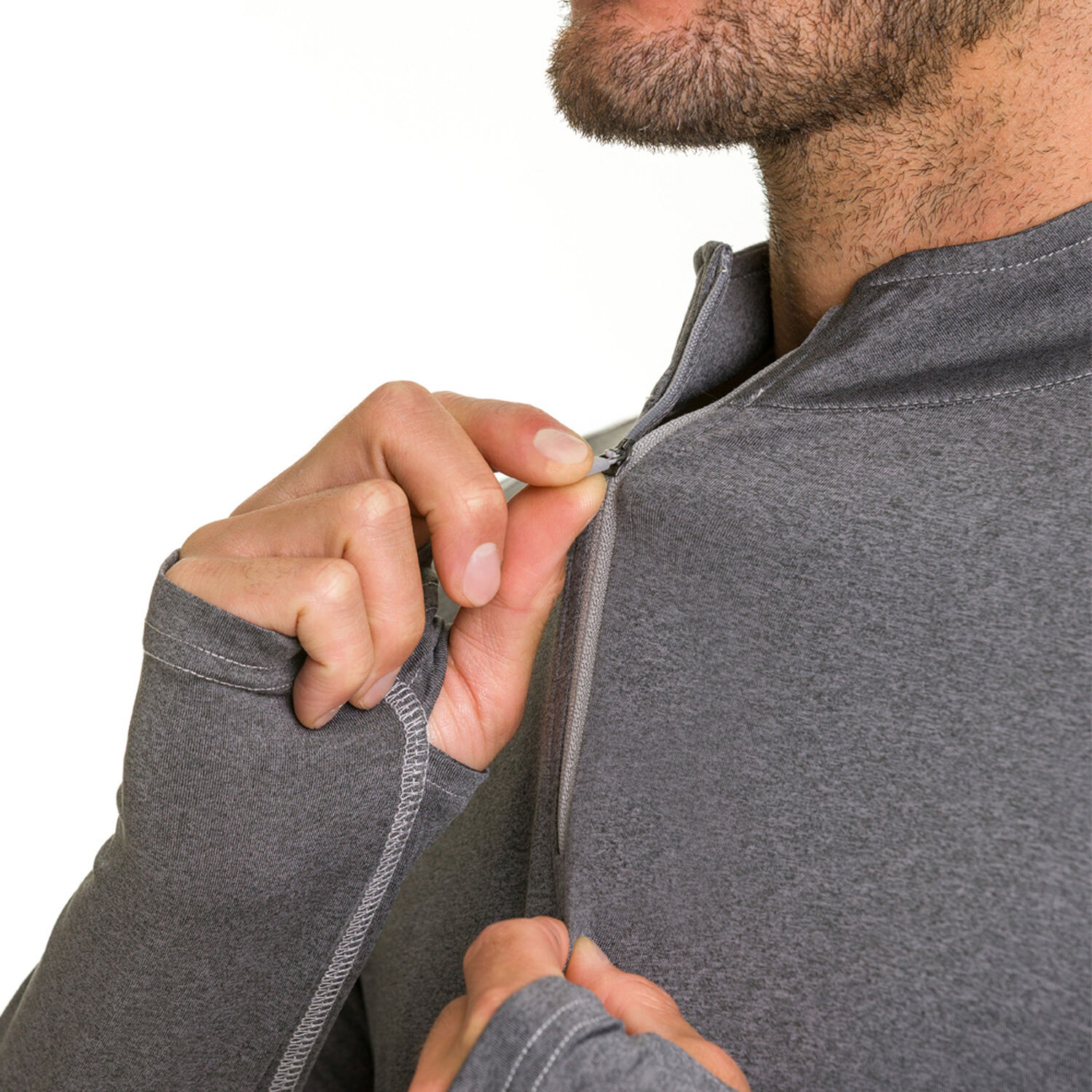 Polera Dry Fit Hw Spx Manga Larga Hombre Carbon Grey image number 4.0